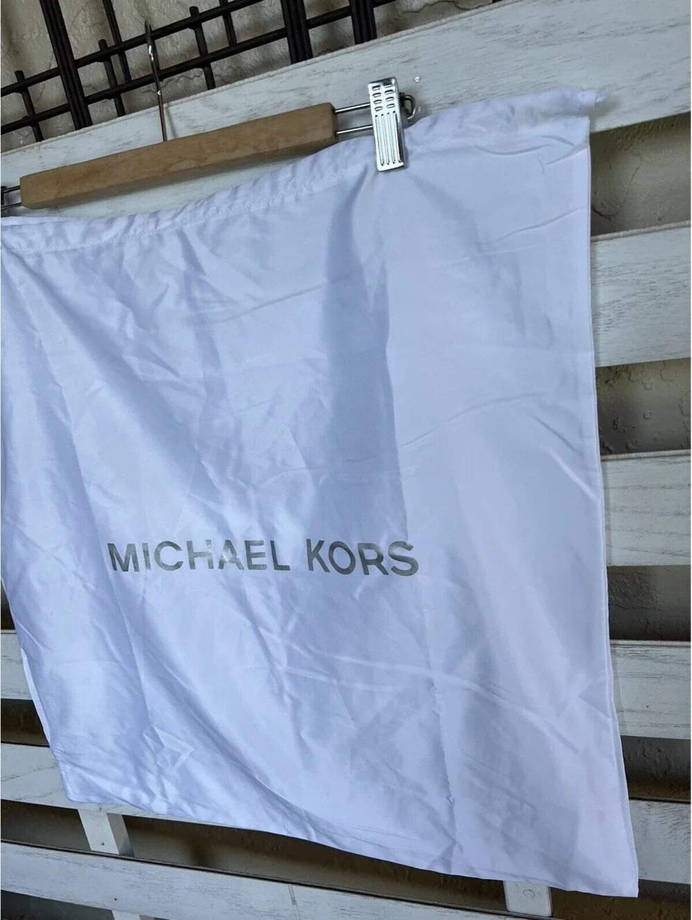 Michael Kors Large 18.5X18” Logo White Satin Drawstring Cover Dust Bag.